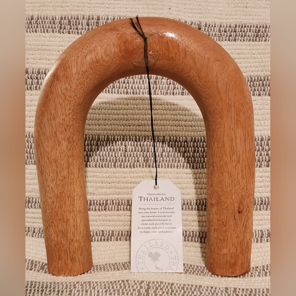 Handcrafted Thailand Wooden Arch Accent in Natural Brown